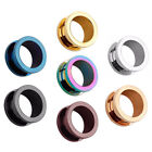 1 Pair Stainless Steel Ear Gauges Screw Fit Ear Tunnels Plugs Earrings 12g-3/4"