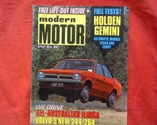 1975 Modern Motor magazine, Holden Gemini cover, TC Coupe, Ford Transit van