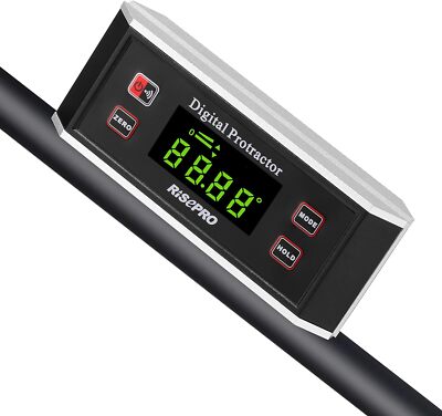Inclinometer, RISEPRO  Digital Protractor Angle Finder Level Black 