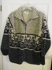 Vintage Black Mountain Womens Black & Tan Snowflake Fleece Jacket Medium