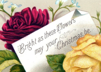 1870s-80s ''Bright As These Flowers May Your Christmas Be'' Fab! P139