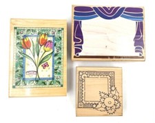 Frames Tulip sunflower Lot of 3 Wood Rubber stamps