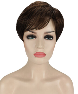 Edie - Straight Kanekalon Synthetic Fiber Full Wig, 1.75 - 6 in, Medium Brown