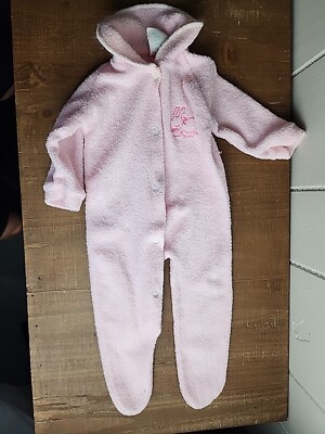 Vtg Infant trimfit sleeper 0-10 lbs Small Pink Bunny Rabbit USA Play Baby Girl