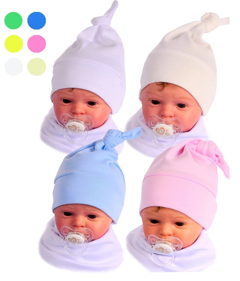 Erstlingsmütze Baby Mütze Mützchen Zipfelmütze Knotenmütze für Neugeborene - Bild 3 von 3