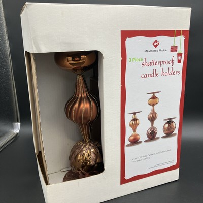 Member s Mark 3 Piece Gold Shatterproof Christmas Candle holders