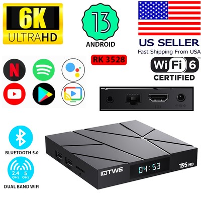 Upgraded Smart Android 13 TV Box  4+128 GB Quad Core 6K 5G WIFI HD Stream Player