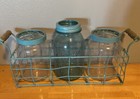 Farmhouse Aqua Metal Chicken Wire Utensil/flower Caddy. 1 Aqua Ball Jar, 2 Clear — photo 2