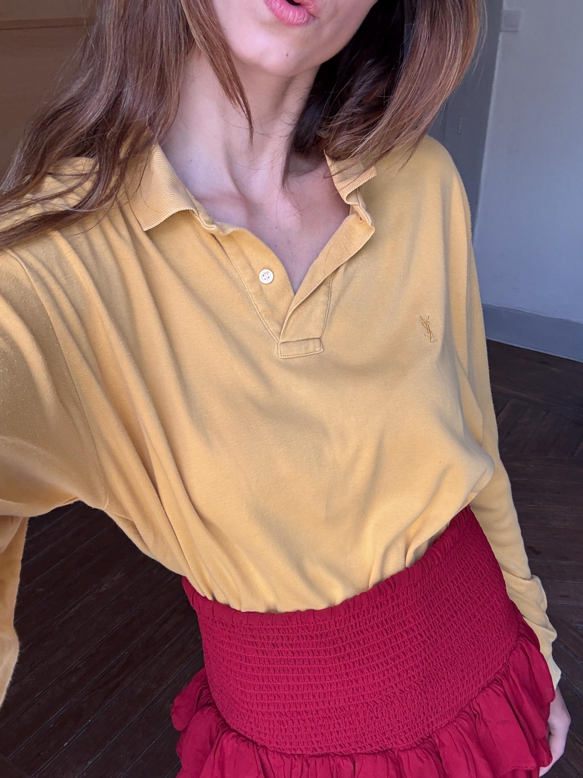 polo vintage Yves Saint Laurent manica lunga Diffusion Hommes 100% cotone