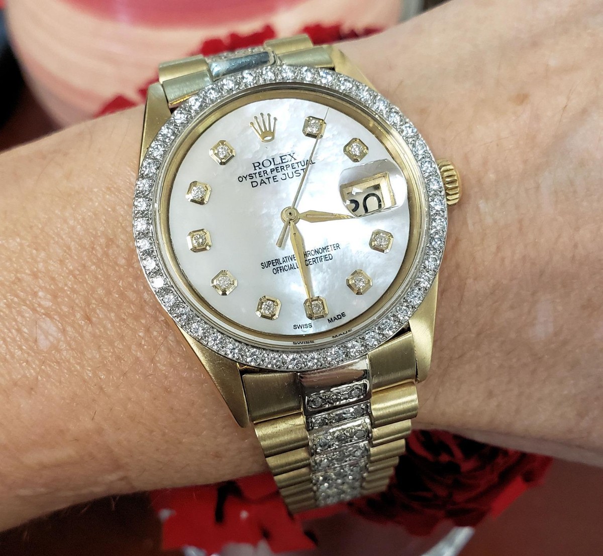 36mm Vintage 36mm Rolex President Diamond Mother of Pearl Datejust