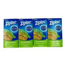 4 Boxes Ziploc Sandwich Bags Grip 'n Seal 90 Bags/Box 6-1/2" x 5-7/8"