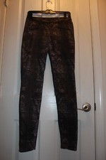 ZARA 1975 DENIM JEANS ANKLE SKINNY WOMAN SIZE 2 BROWN ANIMAL PRINT