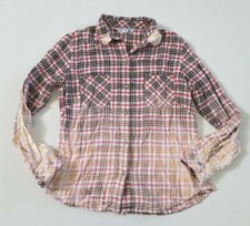 Upcycled Distressed Bleached Hand Dyed Ombre Country Grunge Rockabilly Shirt S