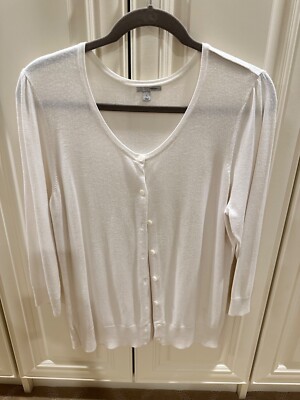 Halogen White Button Down Bracelet Length Cardigan - size XL
