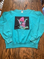VTG Quitman USA Floral Tapestry Graphic Crewneck Sweatshirt USA Made Sz Small