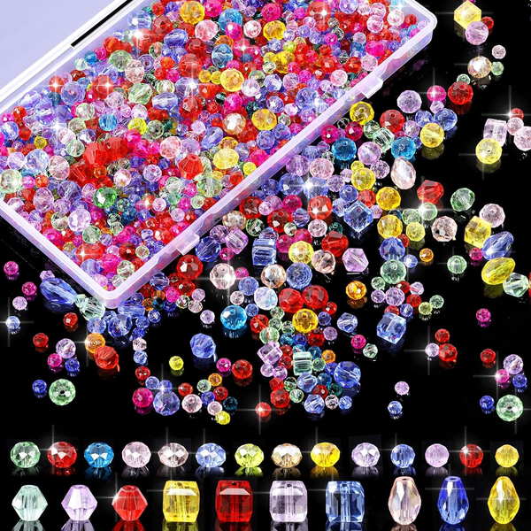 1100 StüCk Glasperlen Zum AuffäDeln, 4/6/8Mm Facettierte Glasperlen Perlen Mit A-image