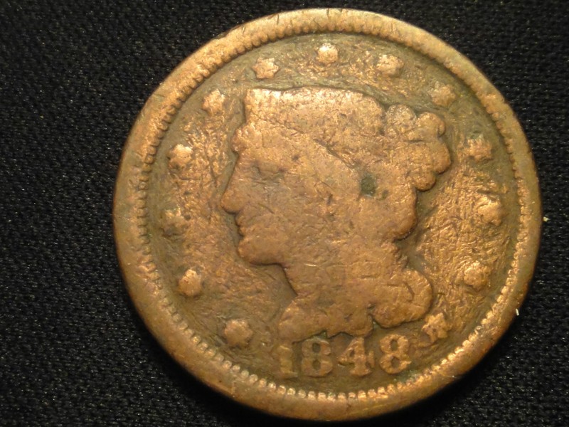 1848  #2 LARGE CENT TUFF DATE