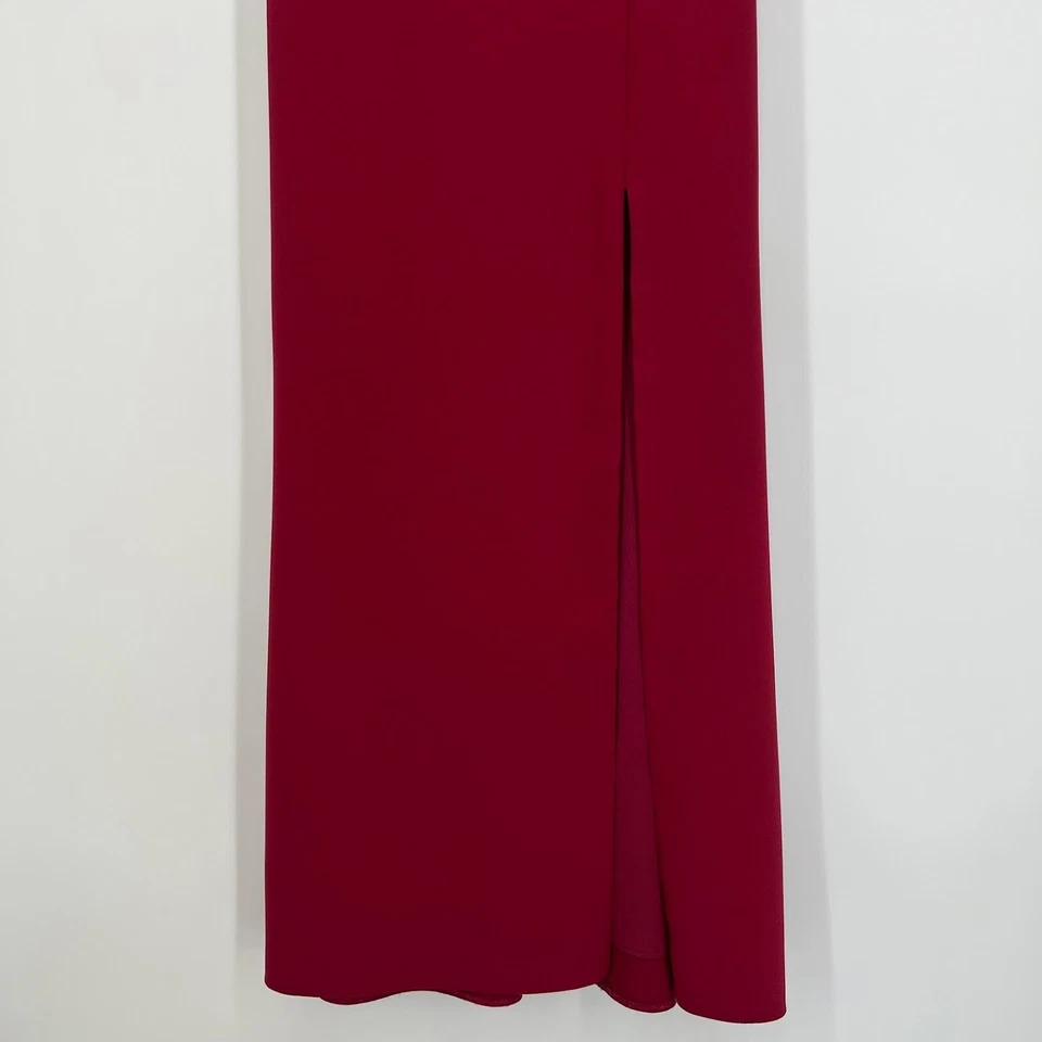 Vestido trompeta Thread Dama de honor talla 4 manga gorra espalda abierta abertura delantera borgoña Foto 4 de 4