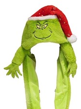Grinch Christmas Themed Laplander Hat with Dangling Hands