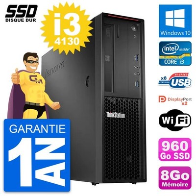 PC Lenovo Thinkstation P300 SFF Intel i3-4130 RAM 8Go SSD 960Go Windows 10 Wifi