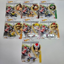 NEW Hot Wheels Mario Kart Lot 7 Toad Peach Donkey Kong Bowser Luigi Diddy Kong