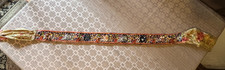 Vintage Embellished Textile Sash Belt Sequin Beadwork Floral Ties Boho Costume