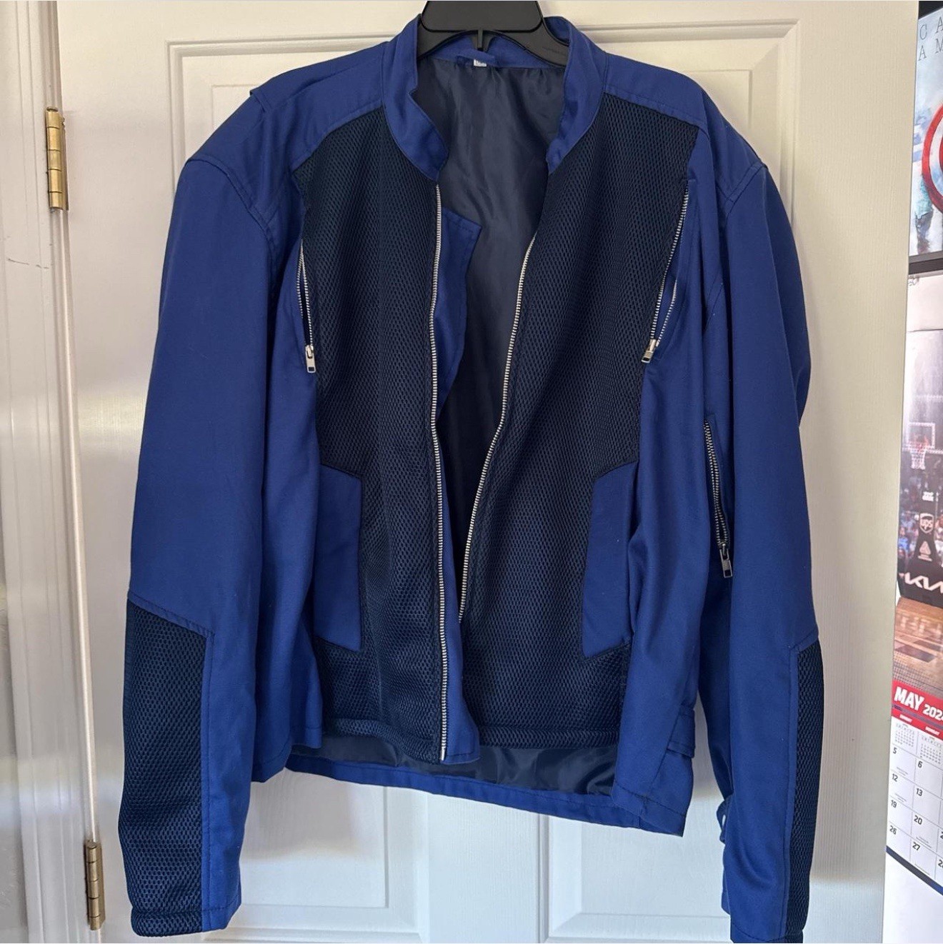 Blue and black mesh stylist jacket for men in size XL