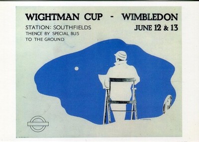 Tennis Wimbledon Wightman London Transport 1936 Poster Modern Postkarte LTM 434
