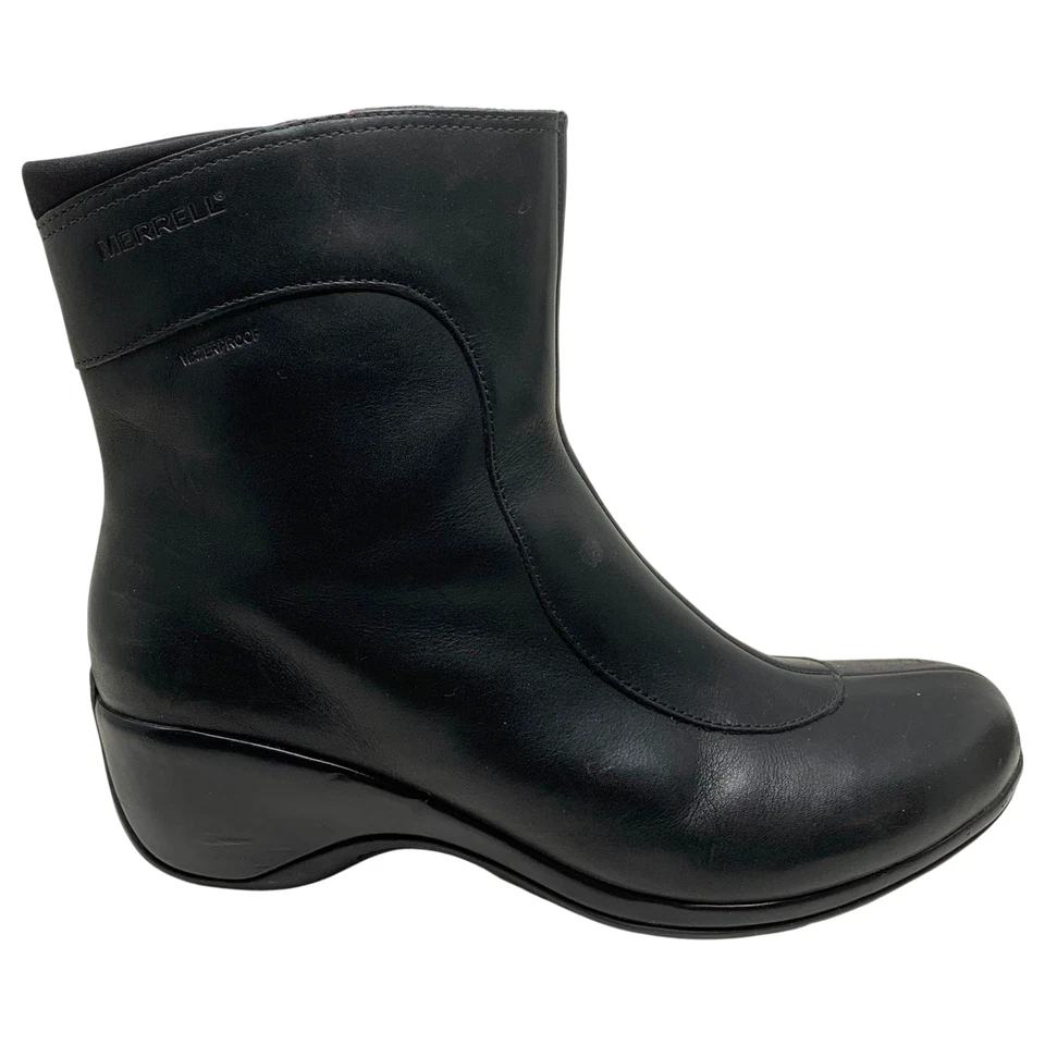 Merrell Angelic Waterproof Mid Boots Black Leather Zip Women's Sz 8.5 J68692 - Image 3 of 4