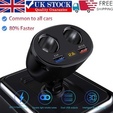 DC12V Car Cigarette Lighter Adapter Charger 2 USB Dual Plug Socket Splitter UK