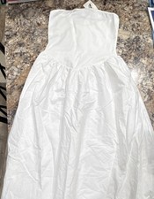 A New Day White Cotton Strapless Maxi Dress Sleeveless Solid Pullover Size S