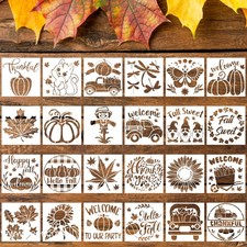24pcs Fall Stencils, 3x3inch Small Sign Stencils Reusable Stencils...