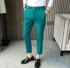 Men Slim Fit Casual Pants   Solid Color Thin Trousers, Lightweight Everyday Wear