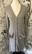 FREE PEOPLE FP Beach Bonita Ribbed Airy Cardigan Dress Duster Heathered Gray L