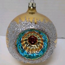 VTG 70S SEARS IMPERIAL MCM POLAND GLASS CHRISTMAS ORNAMENT INDENT 3 