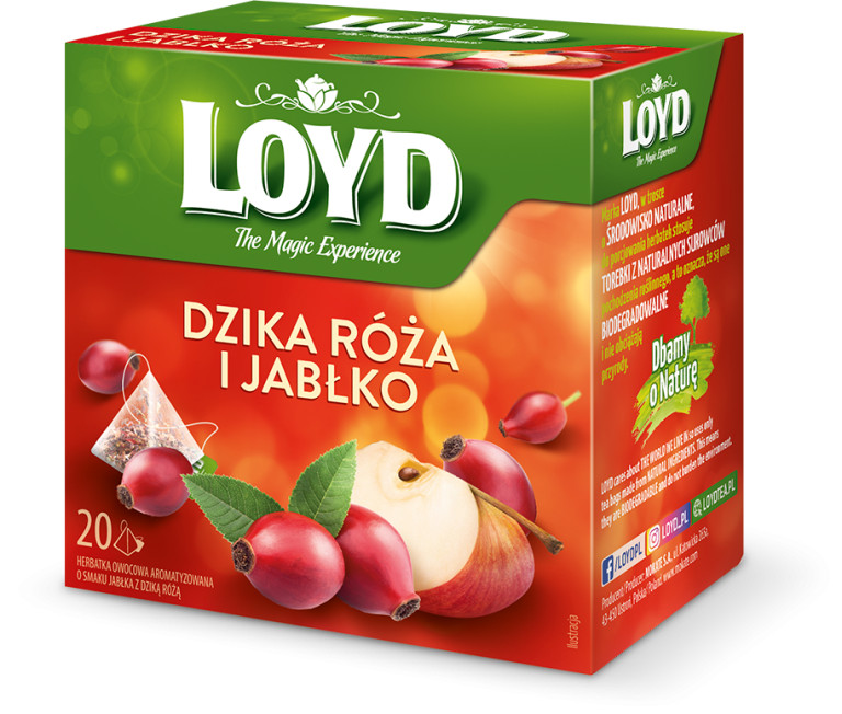 Фруктовый чай LOYD tea с яблоками и шиповником -1 коробка/20 пакетиков -
