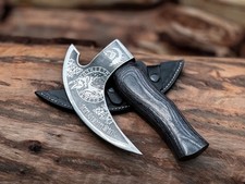 Viking Pizza Cutter Axe with Sheath - Hand Forged Pizza Axe - Viking Gift