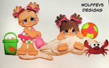 ELITE4U GIRL BEACH SUMMER VACATION OCEAN CRAB piecing scrapbook diecut piece 3D