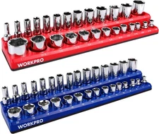 WORKPRO 3/8-inch Magnetic Socket Organizer Set, 2-Piece SAE & Metric Socket Hold