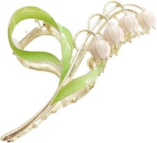 Pink Lily of The Valley Flower Hair Clips, Large Metal Claw Clip,Orchid Clamps,L