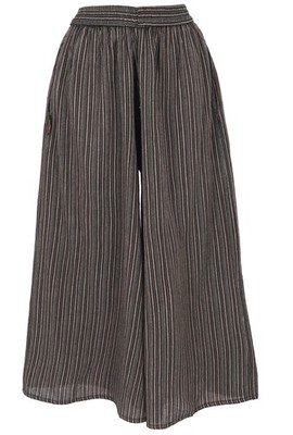Weite Marlenehose, gestreifte Sommerhose, Boho Hose - schwarz/grau