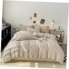 Gingham Duvet Cover Size Brown Tan Plaid Checkered Full Brown Gingham