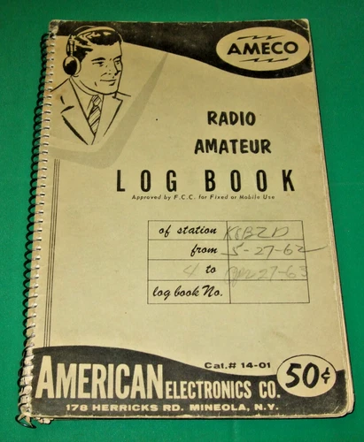 USED 1959 Ameco Radio Amatuer Log Book American Electronics Co.