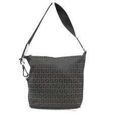 Borsa a tracolla FENDI logo motivo zucchino tela pelle marrone SHW Italia 84MA276