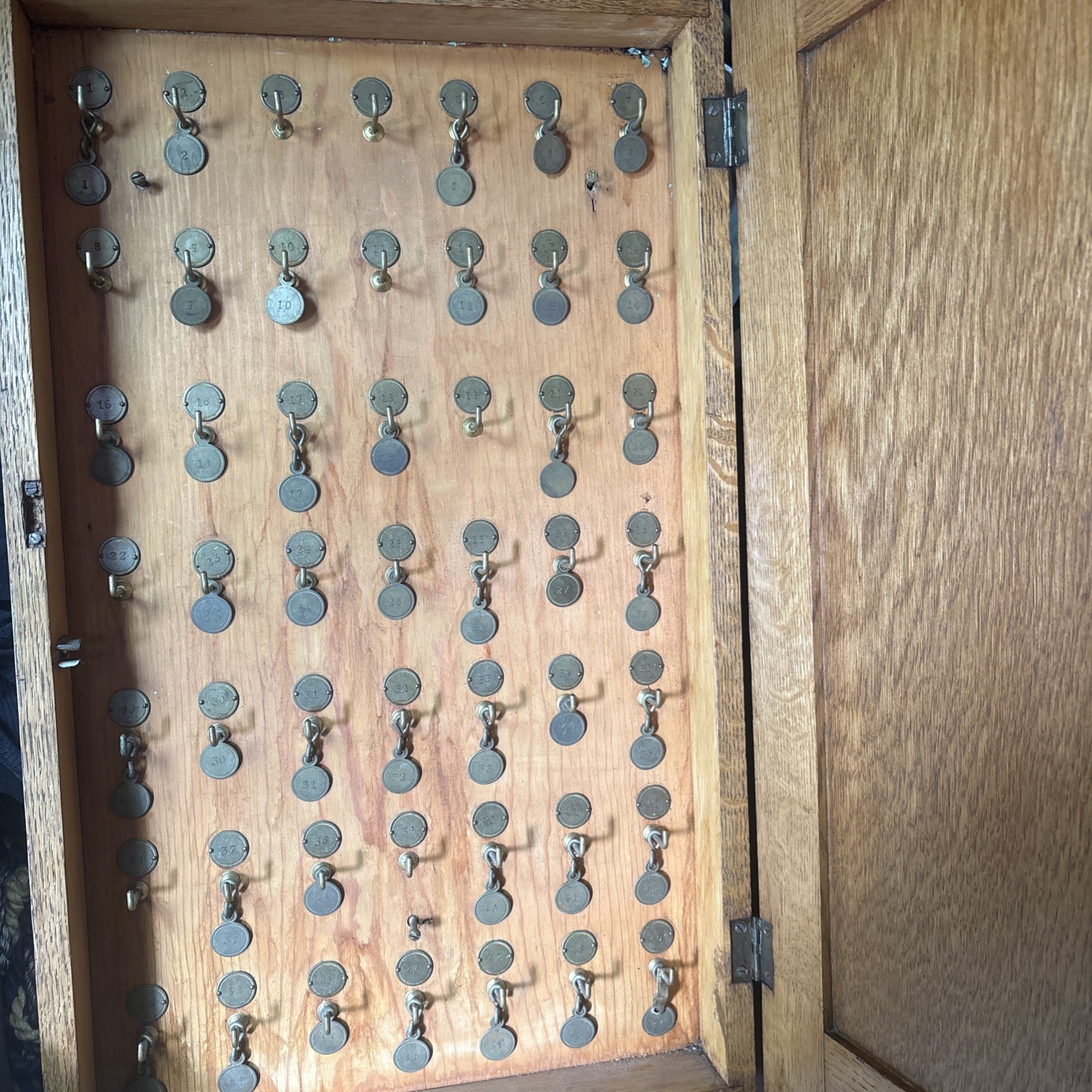 antique oak cabinet Hotel key holder