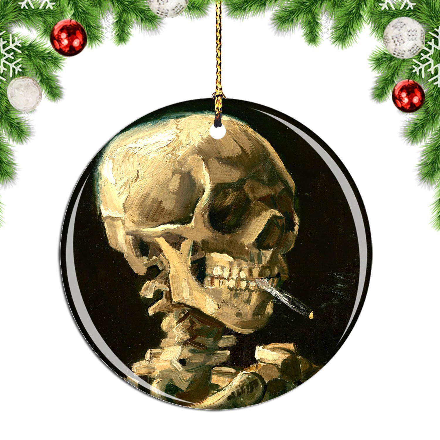 Van Gogh Skull With Burning Cigarette Pa Christmas ornament city travel souvenir