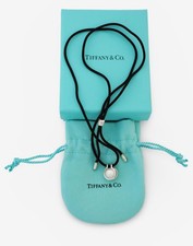 Tiffany & Co Silver HARDWEAR Freshwater Pearl Pendant Silk Black Bolo Cord 26"