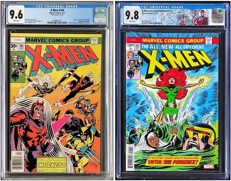 X-Men 104 CGC 9.6 WP Mark Jewelers 1977 Marvel Comics + #101 CGC 9.8 Facsimile