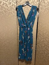 24 HR SALE! Peaches My Love Vintage Teal Pleated Semi-Sheer Dress Size 7 8 XS S