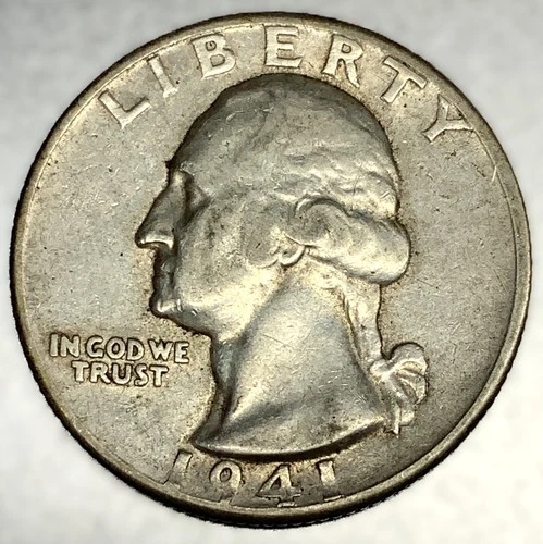 1941-D Washington Silver Quarter 90% Silver VF Very Fine 25c US Coin - 3240